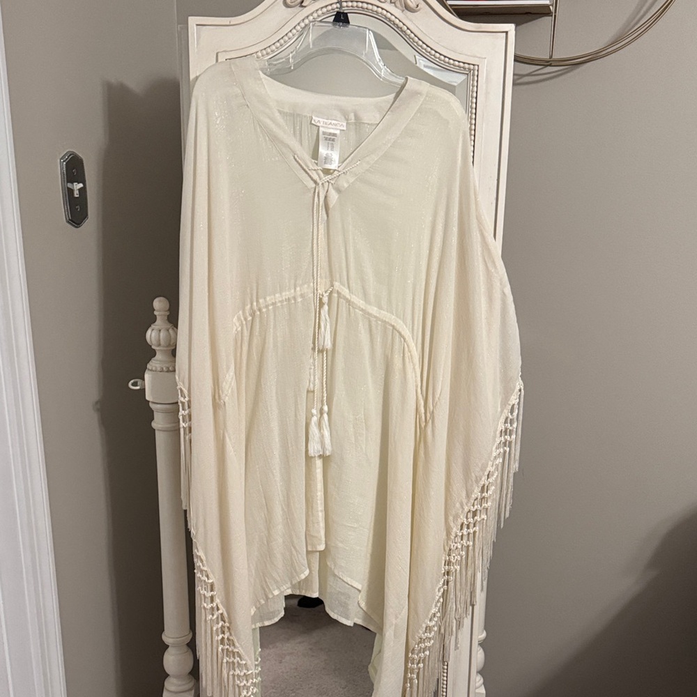 Elegant Cream Tassel Women's Swim Coverup